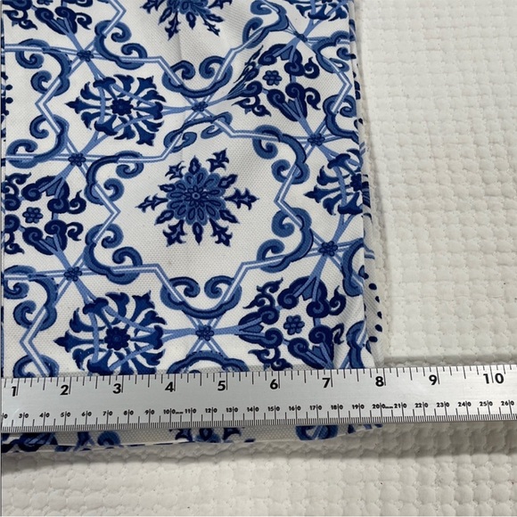 Talbots Blue White Porcelain Tile Print Cropped Ankle Pants Stretch Slim Fit - Picture 7 of 12